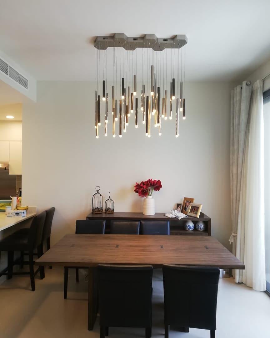 Bellini Rectangular Tri-Tone Tubular Pendant Light Chandelier - Emopurevibe