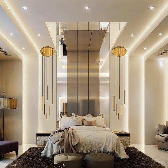 Bellini Square Tri-Tone Tubular Pendant Light Chandelier - Emopurevibe