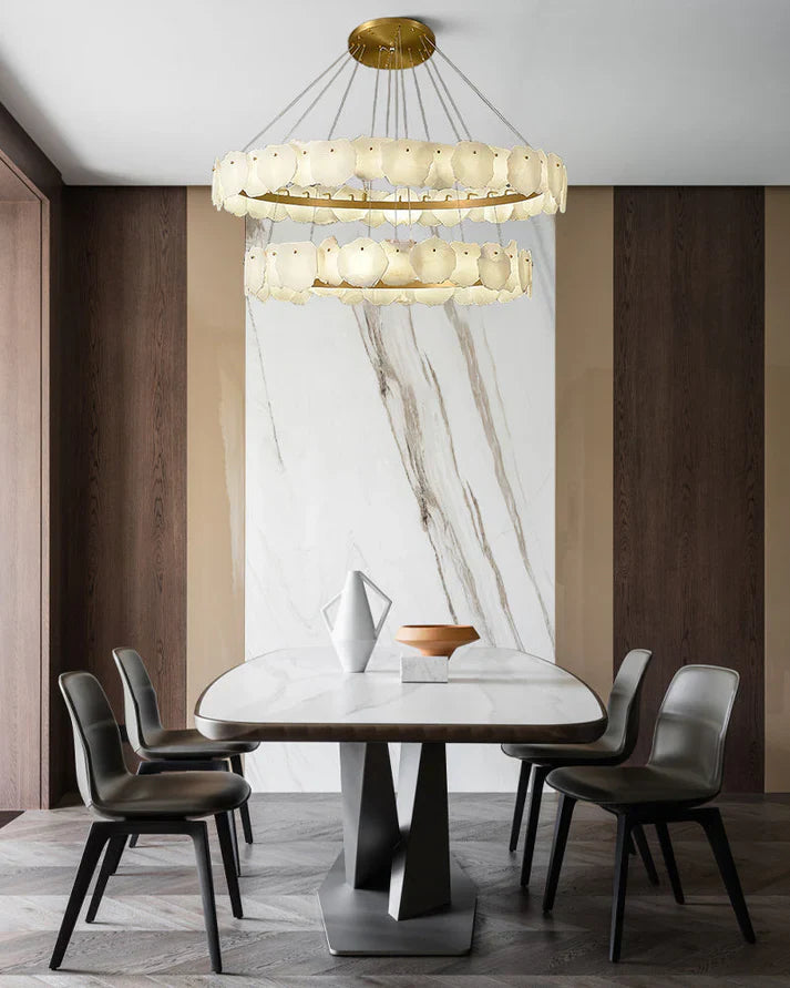 Irregular Alabaster Multi-Layered Round Chandelier-Chandelier-Emopurevibe-D60+D80CM-Emopurevibe