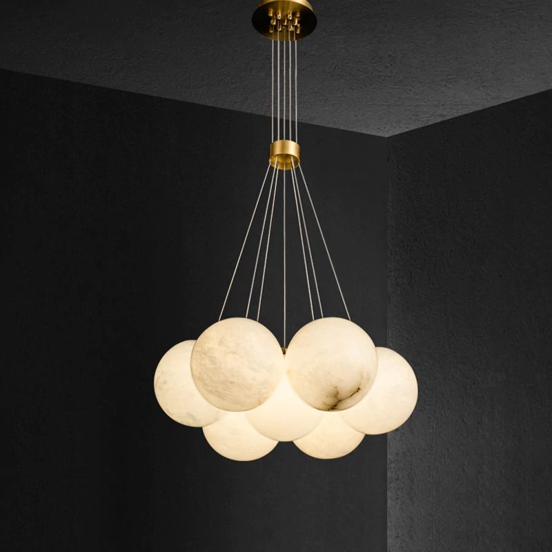Alabaster Multi-lights Ceiling Pendant chandeliers for dining room,chandeliers for stairways,chandeliers for foyer,chandeliers for bedrooms,chandeliers for kitchen,chandeliers for living room Rbrights 7 Ball