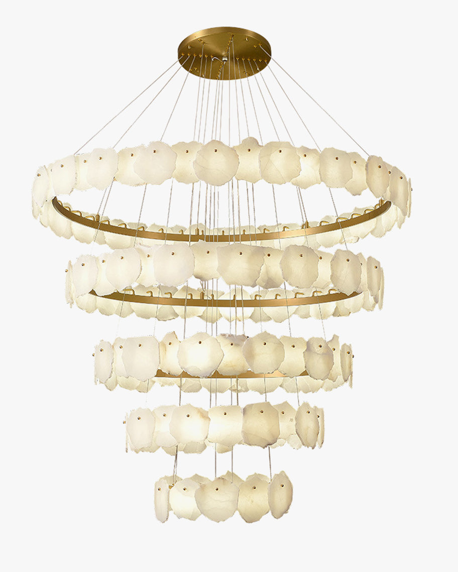 Emopurevibe Tiered Circular Alabaster Chandelier-Chandelier-Emopurevibe-Ø47"xH79"-Gold-Warm White-Emopurevibe