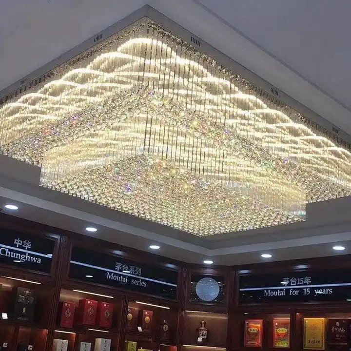 Modern Extra 2/3 Tiered Flush Mount Crystal Chandelier for Large Area-Chandeliers-Emopurevibe-2 Layer / L39.4"*W23.6"*H15.7"-Chrome-Warm Light-Emopurevibe