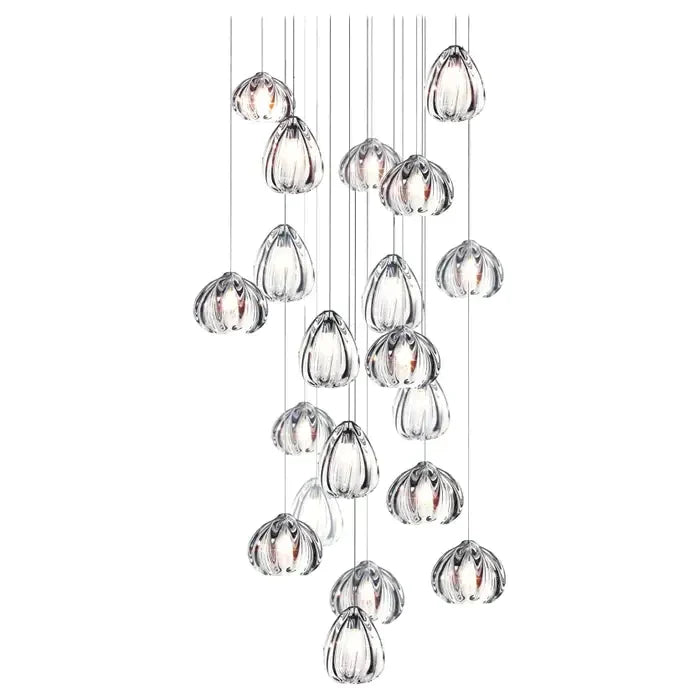 Modern Nordic Style Hand Blown Glass Pendant Crystal Chandelier For Dining Room/Living Room/Stairwell-Emopurevibe-10 Lights/D19.7"*H118.1"-Round-Black-Warm Light-Emopurevibe