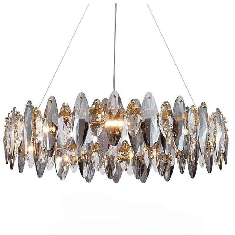 Modern Round Smoke Crystal Chandelier-Emopurevibe-Diameter 24"-Emopurevibe