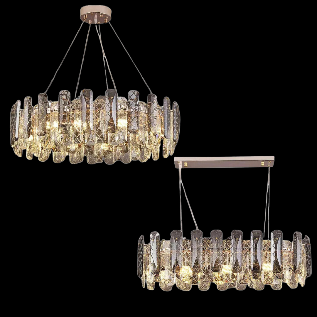 Modern Smoky Gray Crystal Chandelier Gleamy Light Fixture for Living/Dining Room/ Bedroom/ Home Office-Chandeliers-Emopurevibe-Round D19.69"*H8.66"-Gold-Warm Light-Emopurevibe