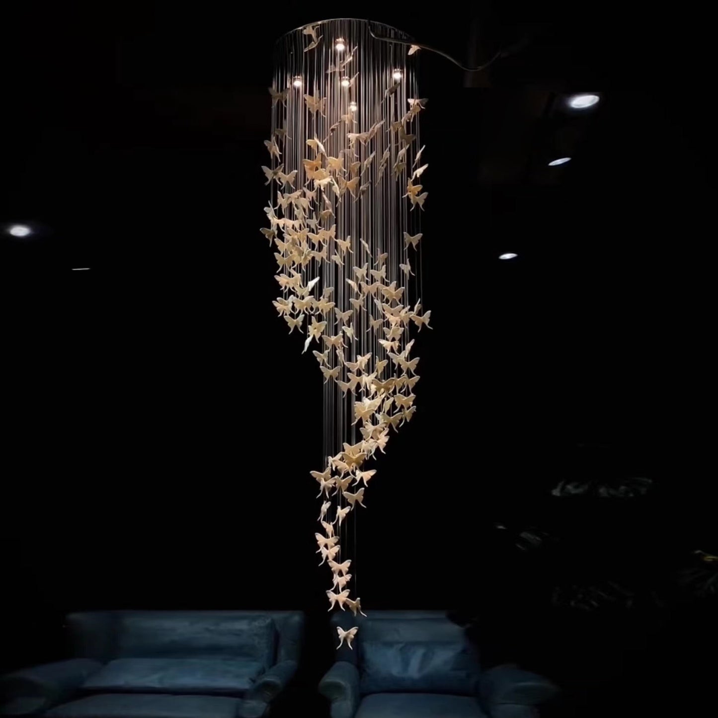 Modern Spiral Staircase Chandelier Ceiling Light Fixture for High Ceiling Living room/ Entryway - D 23.6" * H 118"Warm LightEmopurevibe