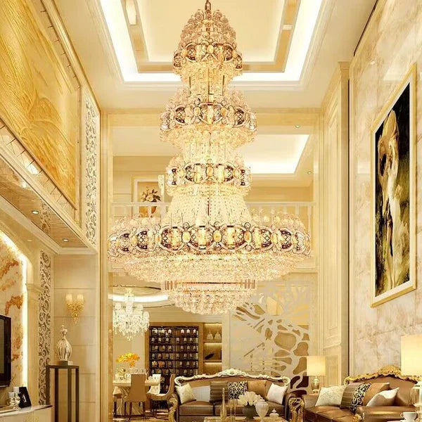 Oversized Luxury Multi-layers Gold Crystal Chandelier For High-ceiling Living Room/Foyer-Emopurevibe-D 31.5'' * H 47.2''-Warm Light-Emopurevibe