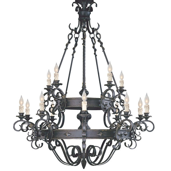 Vintage Iron Simple Candle Art Chandelier for Living Room / Villa / Stairs-Chandeliers-Emopurevibe-9 Lights: D33.5