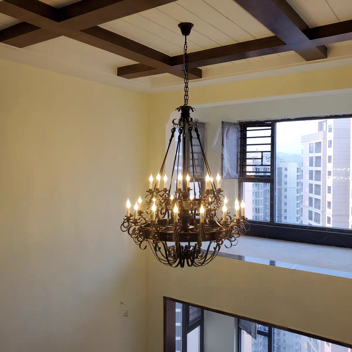 Vintage Iron Simple Candle Art Chandelier for Living Room / Villa / Stairs-Chandeliers-Emopurevibe-9 Lights: D33.5